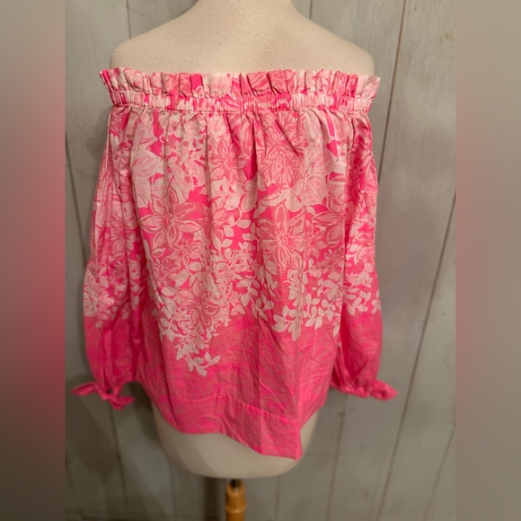 Lilly Pulitzer Jamie Lynn 3/4 Tie Sleeve‎ Off The Shoulder Top Blouse Sz-S NWOT - Picture 7 of 11